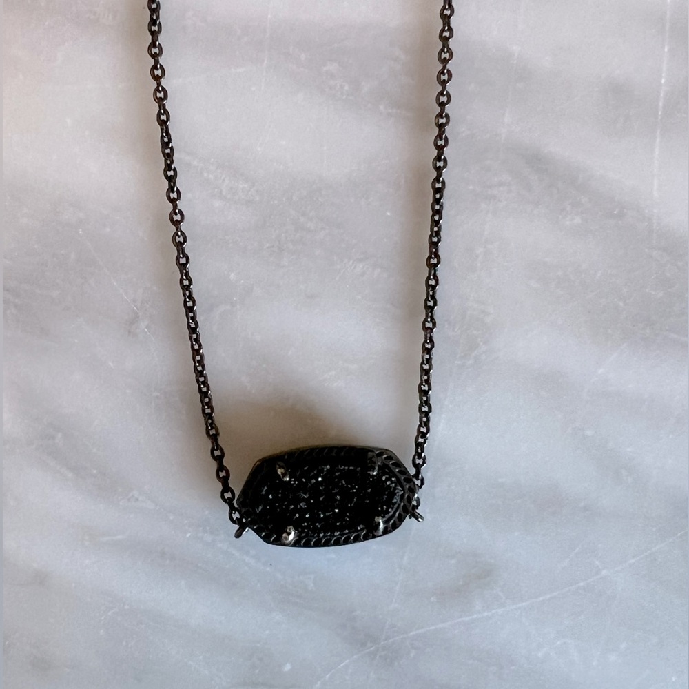 Kendra Scott Elisa Pendant Necklace in Black Drusy